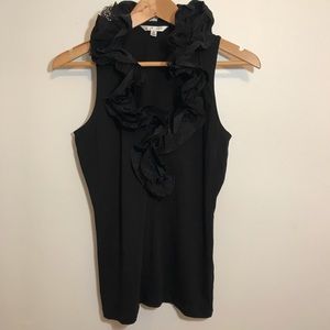 CAbi Black Ruffle Top Size Medium